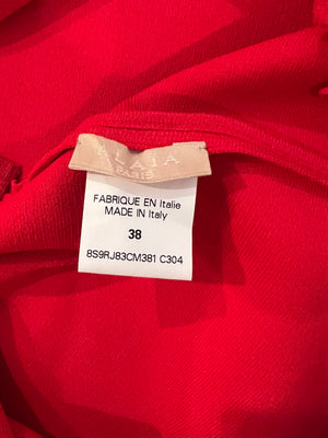 Alaia Red Sleeveless Mini Dress with Hem Cut-Out Details Size FR 38 (UK 10)