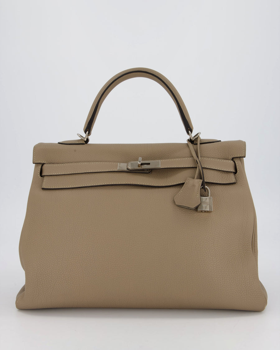 Hermès Kelly 35 Retourne Bag in Gris Tourterelle Togo Leather with Palladium Hardware