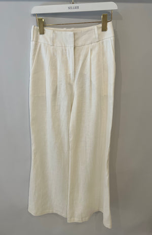 Zimmermann White Linen Wide Leg Trousers Size 0P (UK 6)