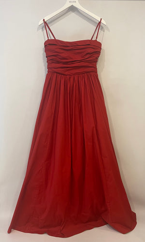 Reformation Red Maxi Dress with Pockets and Ruched Detail Size US 8 (UK 10)