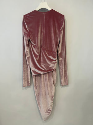 Alexandre Vauthier Pink Velour Asymmetric Mini Dress Size FR 42 (UK 14)