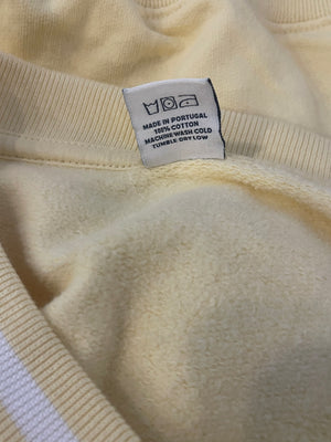 Sporty and Rich Yellow V-Neck Sweater with White Trim Detail Size S (UK 8)