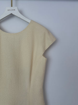 Chanel 10C Cream Short Sleeve Short Dress with Ruffle Detail Size FR 36 (UK 8)
