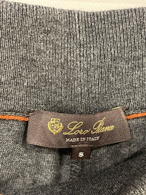 Loro Piana Dark Grey Cashmere Gilet and Jogger Set with Khaki Detail Size S (UK 8)