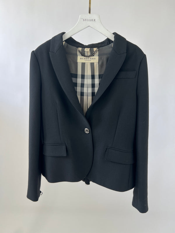Burberry Black Blazer with Arm and Back Zip Detail FR 38 (UK 10)