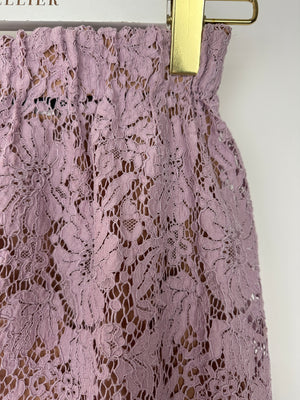 Gucci Pink Lace Midi Skirt with Elasticated Waistband Detail Size IT 38 (UK 6)