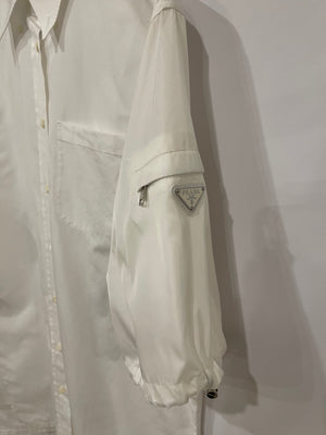 Prada White Re-Nylon Shirt Dress with Logo Detail Size IT 40 (UK 8) RRP £1,650