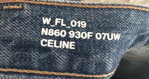 Celine Blue Washed Straight Leg Jeans with Triomphe Chain Waist Detail Size 31