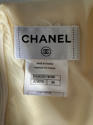 Chanel 10C Cream Short Sleeve Short Dress with Ruffle Detail Size FR 36 (UK 8)