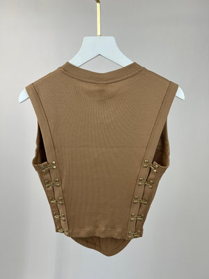 Dion Lee Beige Cropped Tank Top with Corset Detail Size XS (UK 6)
