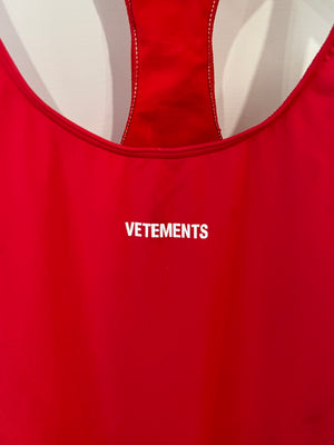 Vetements Red One-Piece Swimsuit with Logo Detail Size S (UK 8) RRP £370