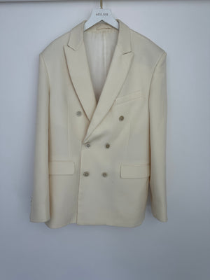 Wardrobe NYC Cream Double Breasted Blazer Jacket Size S (UK 8)