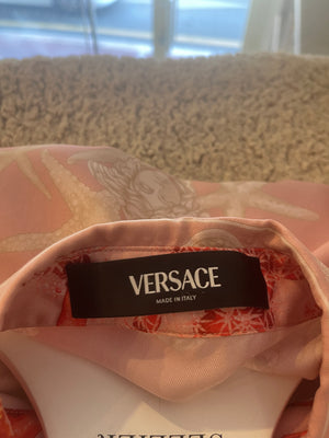 Versace Pink Coral Printed Silk Mini Dress Size IT 36 (UK 4)