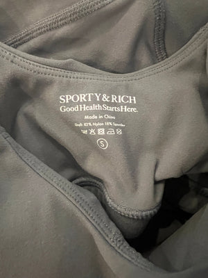 Sporty and Rich Grey Top and Biker Shorts Set with White Printed Logo Detail Size S (UK 8) RRP £160