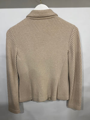 Loro Piana Beige Baby Cashmere Knitted Blazer Jacket with Beige Buttons Size IT 38 (UK 6)