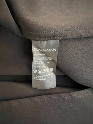 Zimmermann Black Long-Sleeved Maxi Dress with Front Cut-Out and Net Waistband Detail Size 2 (UK 12)