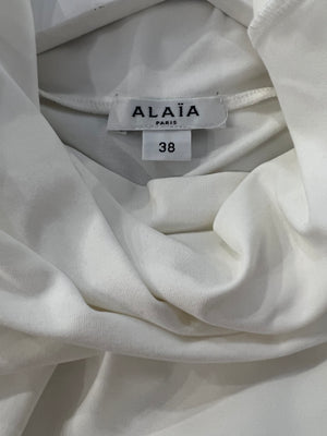 Alaia White Cropped Short-Sleeved Turtleneck Top Size FR 38 (UK 10)