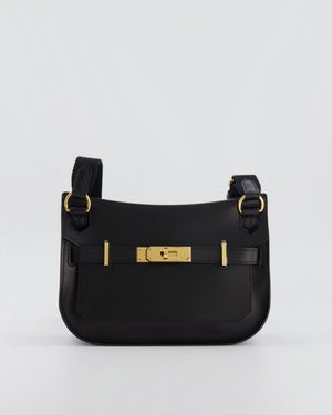 *RARE* Hermès Mini Jypsiere Crossbody Bag in Black Evergrain Leather with Gold Hardware