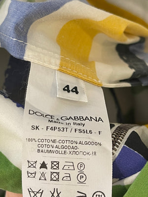 Dolce & Gabbana Multicolour Cotton Striped Midi Skirt Size IT 44 (UK 12)