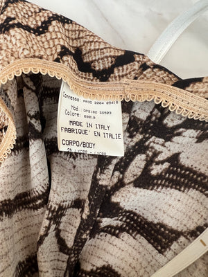 Roberto Cavalli Beige Snakeskin Printed Silk Maxi Dress Size L (UK 12)