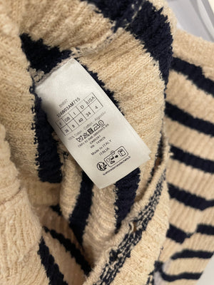 Christian Dior Cream and Navy Striped Knitted Cardigan and Top Set Size FR 36 (UK 8) RRP £2,100