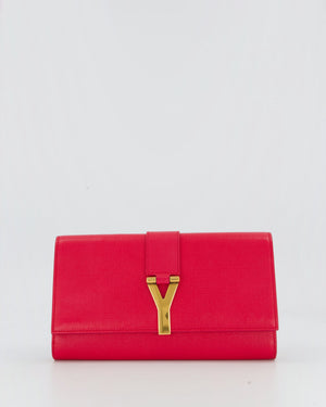 Yves Saint Laurent Fuchsia Pink Y-Ligne Clutch Bag in Leather