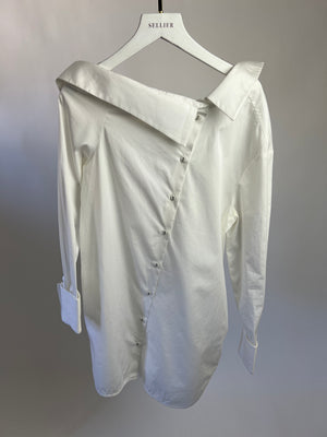 Victoria Beckham White Cotton Longline Shirt Size UK 4