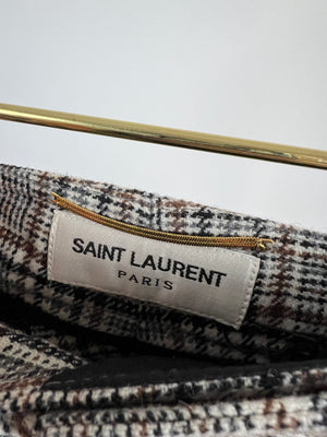 Saint Laurent Brown Houndstooth Mid Length Shorts FR 40 (UK 12)