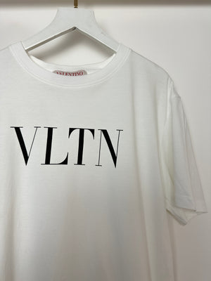 Valentino White VLTN Logo Print Cotton T-Shirt Size S (UK 8)