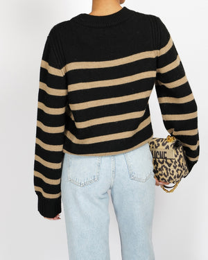 La Ligne Black and Beige Striped Wool Jumper Size M (UK 10) RRP £295