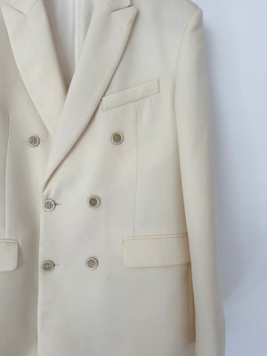 Wardrobe NYC Cream Double Breasted Blazer Jacket Size S (UK 8)