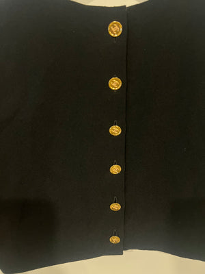 Chanel Métiers d'Art 2023 Black Cropped Top with Multi-Colour Sequin Patch Detail and Back Gold CC Logo Buttons Size FR 34 (UK 6)