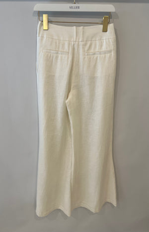 Zimmermann White Linen Wide Leg Trousers Size 0P (UK 6)