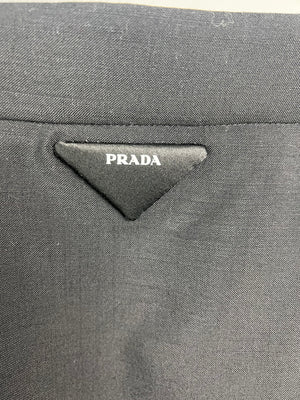 Prada Black A Line Midi Skirt with Crystal Buttons Size IT 40 (UK 8)