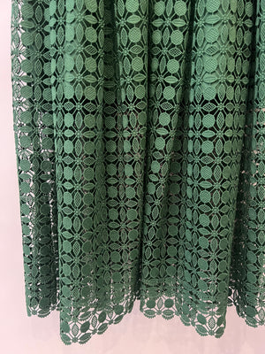 Self Portrait Green Lace Short Sleeved Midi Dress Size UK 14