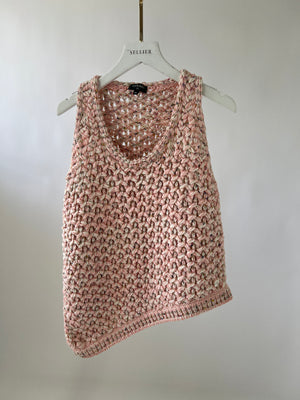 Chanel Pink Knitted Tank Top with CC Logo Detail FR 34 (UK 6)
