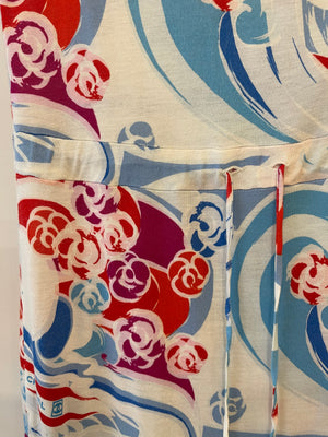 Chanel White and Multicolour Mini Beach Dress with Camelia Prints Size FR 36 (UK 8)