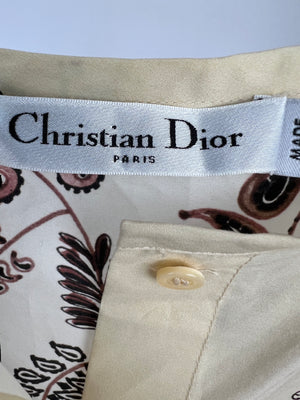 Christian Dior Beige Silk Paisley Top and Shorts Set Size FR 34-36 (UK 6-8)