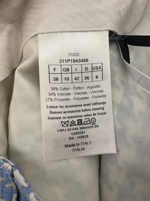 Christian Dior Pastel Blue Houndstooth Pleated Trouser Size FR 38 (UK 10)