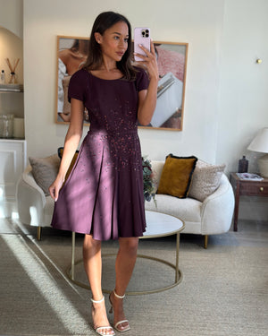 Prada Burgundy Belted Mini Dress with Sequin Embellishment Size IT 42 (UK 10)