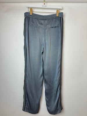 Brunello Cucinelli Blue Straight Leg Trousers with Side Stripe Detail Size IT 40 (UK 8)