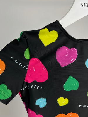 Balenciaga Black Heart-Print Open-Back Swimsuit Size XS (UK 6)