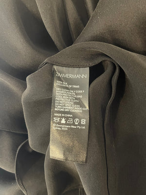 Zimmermann Black Silk Midi Dress with Pleated Skirt and Corset Detail Size 0 (UK 8)