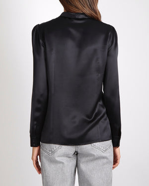 Saint Laurent Black Silk Shirt with Tie Knot Detail Size FR 38 (UK 10)
