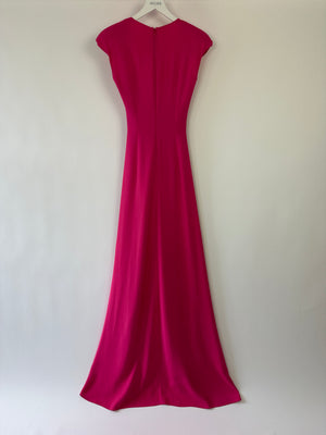 Like Yana Pink V Neck Maxi Dress with Shoulder Pad Detail FR 38 (UK 10)