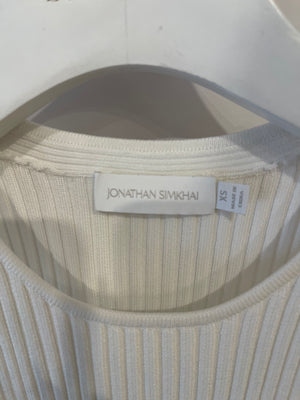 Jonathan Simkhai White Long-Sleeve Ribbed Cut-out Top Size XS (UK 6)