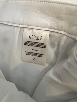 Agolde White Leather 90's Pinch Waist Straight-Leg Trousers Size S (UK 8) RRP £350