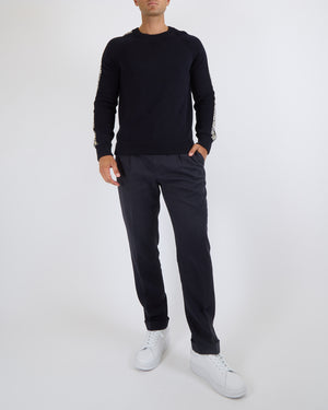 Christian Dior Menswear Navy Jumper With Oblique Logo Sleeve Detail Size L (UK 40)