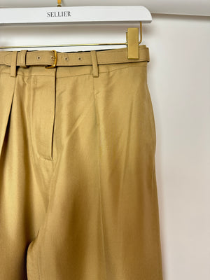 Loro Piana Tan Barrel Trousers with Waistband Detail IT 38 (UK 6)