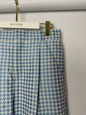 Christian Dior Pastel Blue Houndstooth Pleated Trouser Size FR 38 (UK 10)